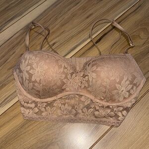 PINK Nude Lace Push Up Bra